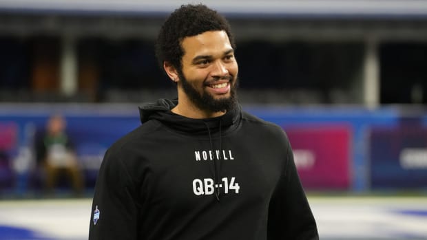 Former USC quarterback Caleb Williams at the NFL Combine
